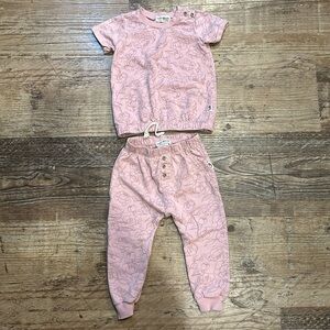 Rabbit + Bear organic Short Sleeve and Pants Set, Size 2T